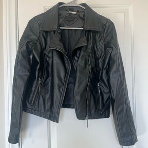 Jou Jou Girls Black Faux Leather Jacket Size L